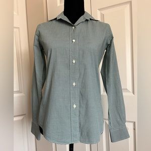 Plaid Green White Fitted Cotton Shirt by Ann Mashburn S